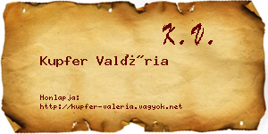 Kupfer Valéria névjegykártya